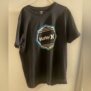 Hurley Black Tee with Blue and Green Accents